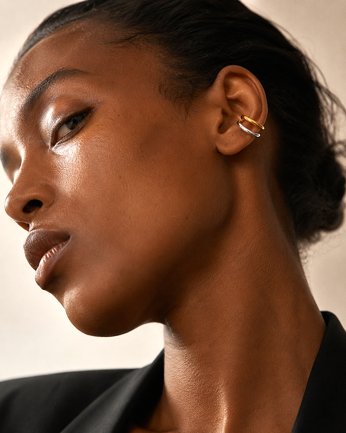 Mixed Metal Double Tube Ear Cuff - B E L O R I