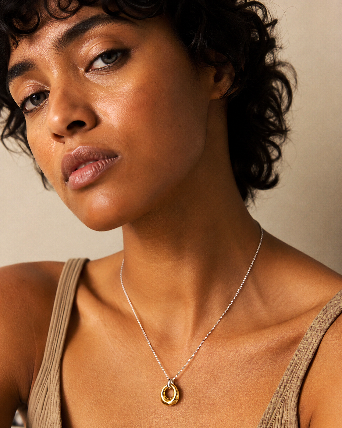 Mixed Metal Molten Halo Necklace - B E L O R I