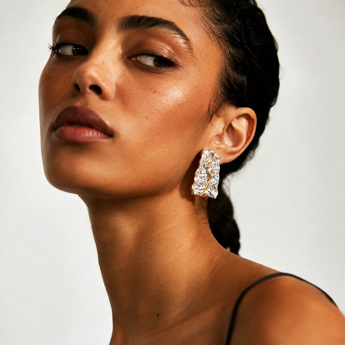 Offset Two-Tone Statement Earrings - B E L O R I