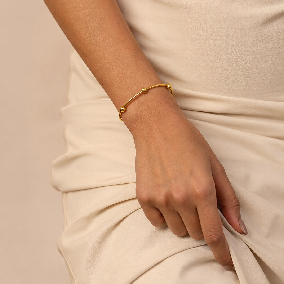 In Between 18K Bracelet with Square hoops