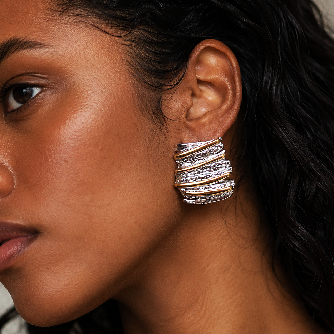 Steady Two tone Statement Earrings - B E L O R I