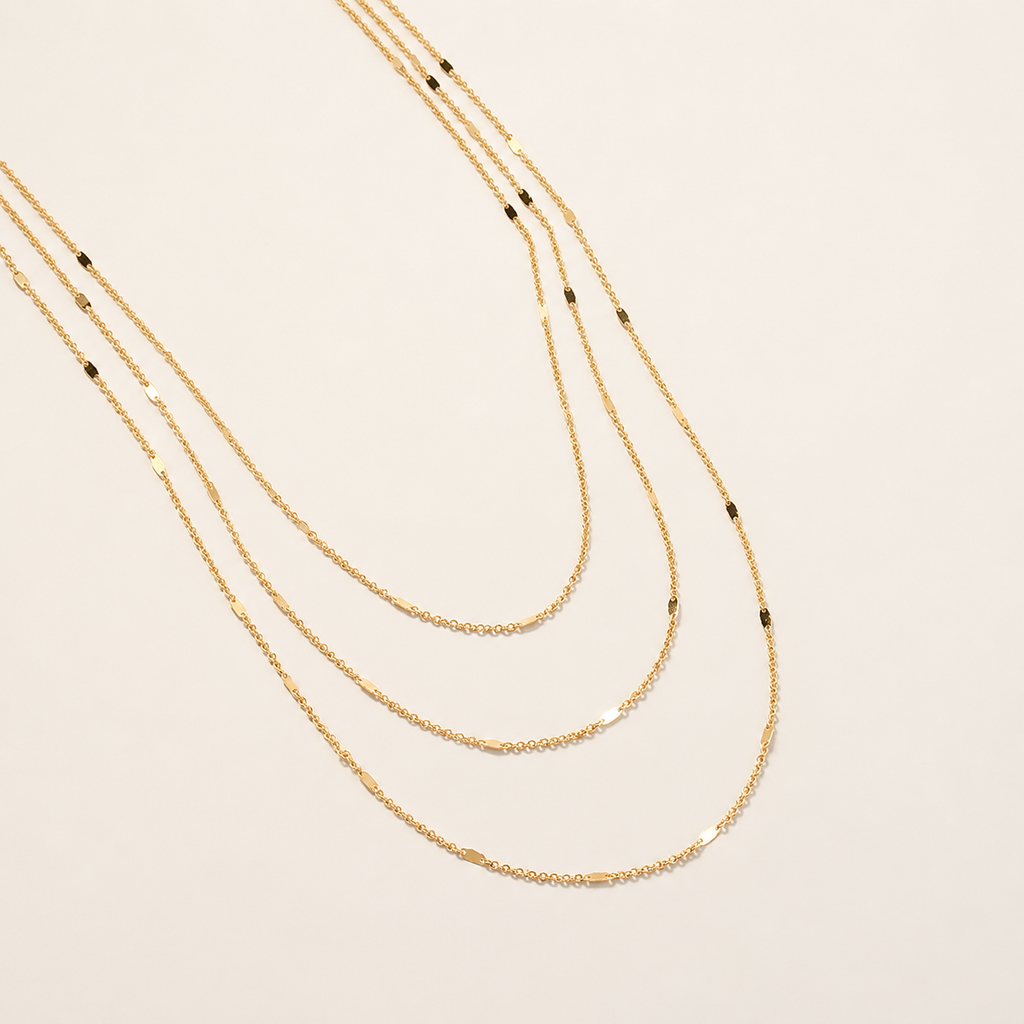 18k Gold Triple Strand Shimmer Chain