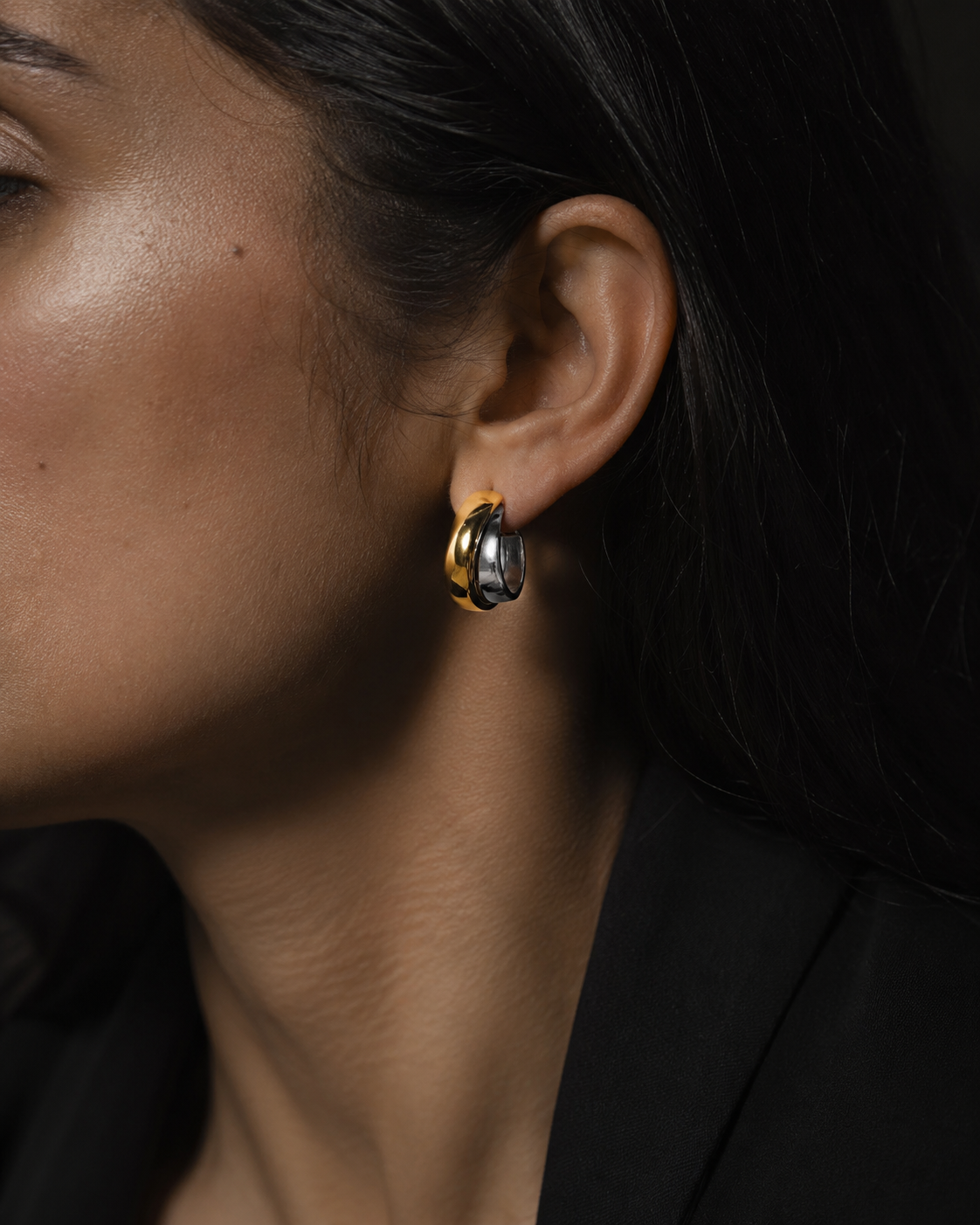 The Two Tone Chunky Hoop Earrings