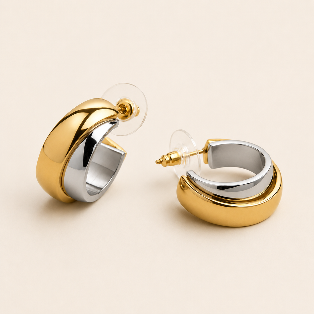 The Two Tone Chunky Hoop Earrings