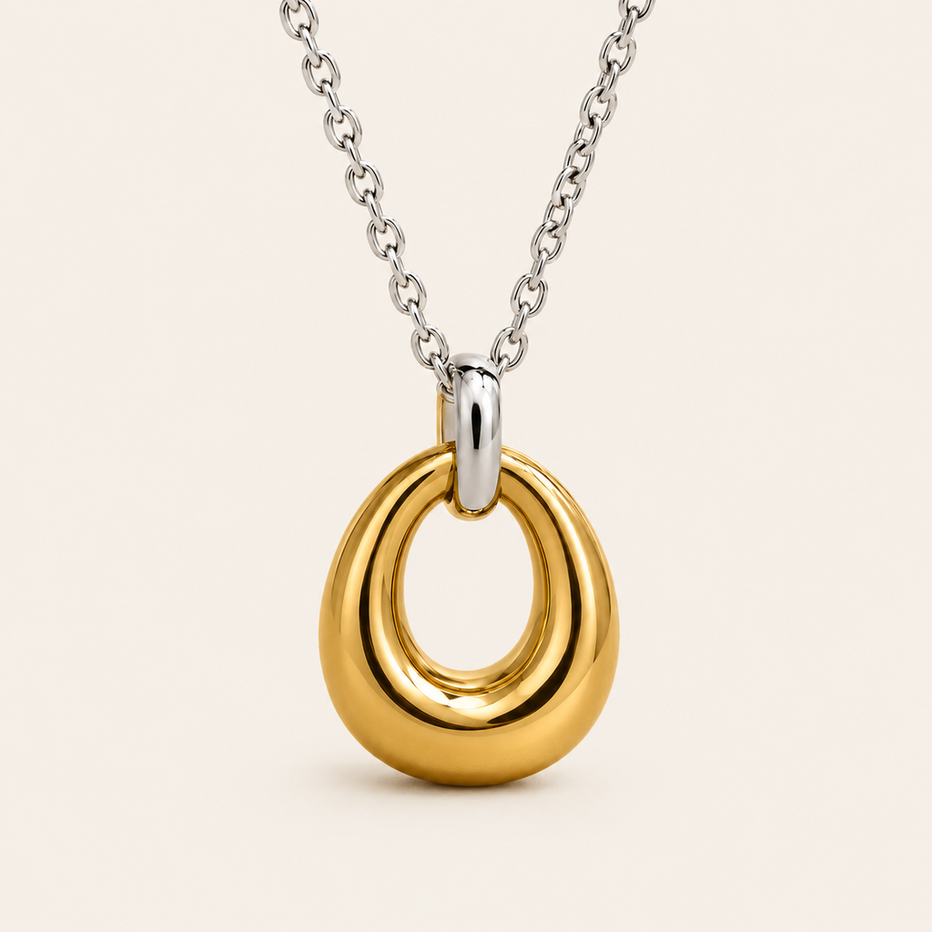 Mixed Metal Molten Halo Necklace
