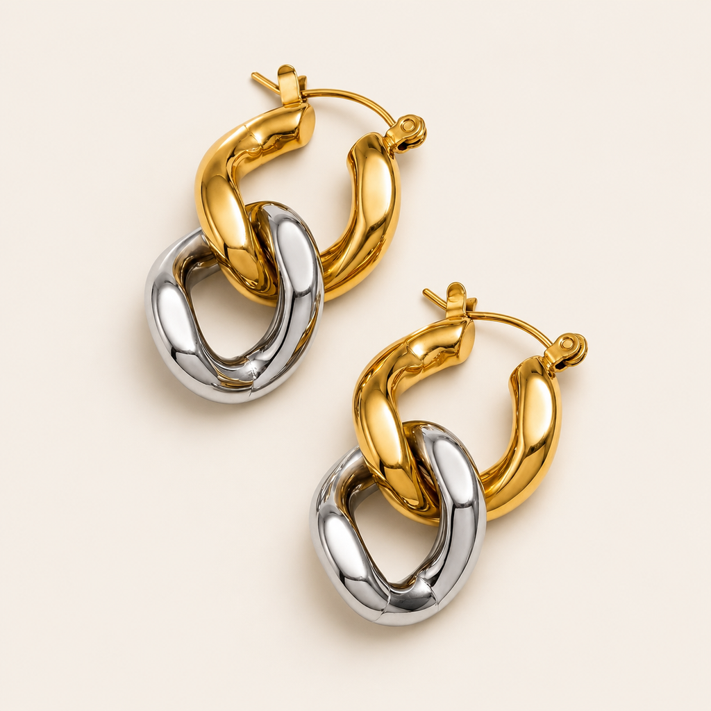 Dual-Toned Sculpted Link Drops