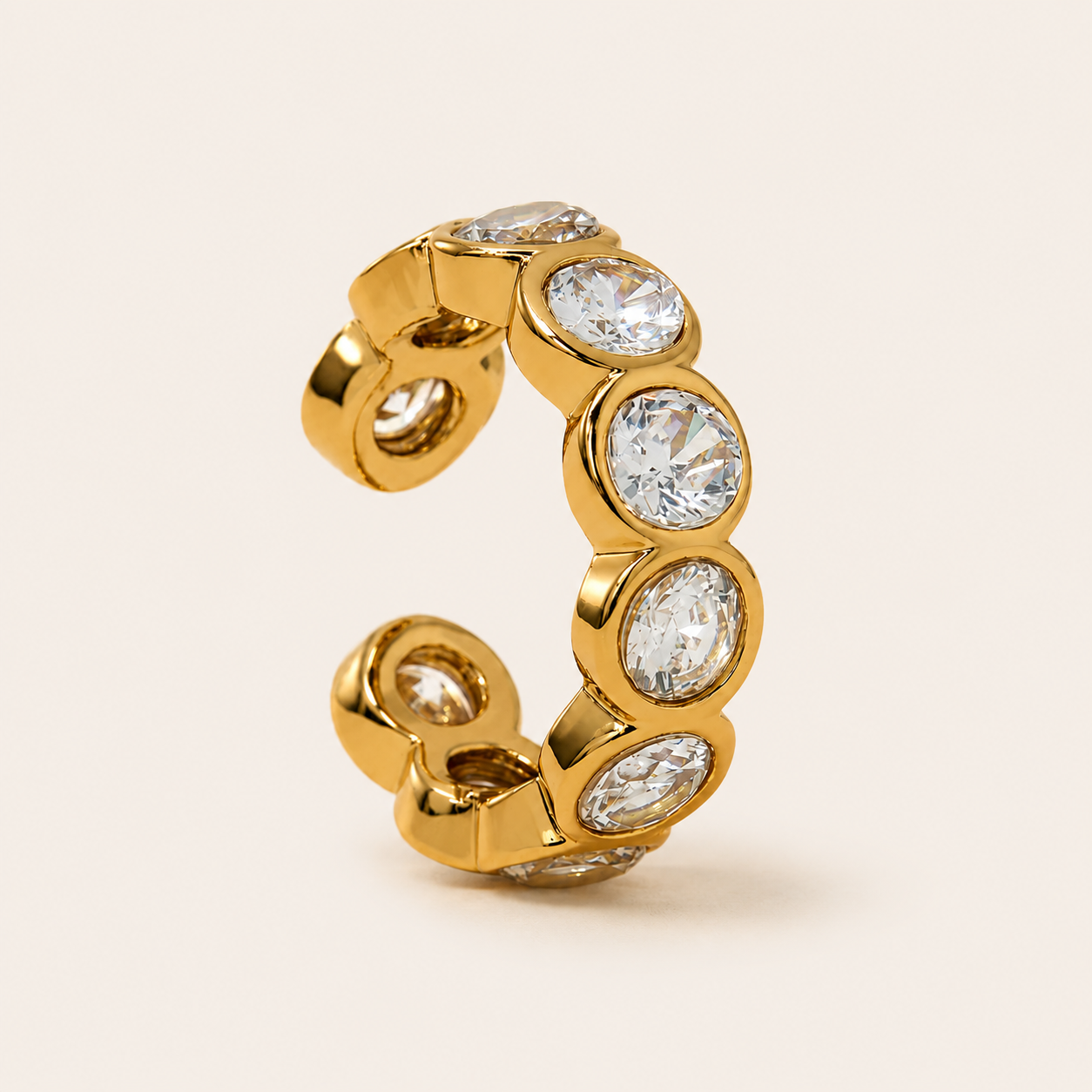 18k Gold Bezel Stone Ear Cuff