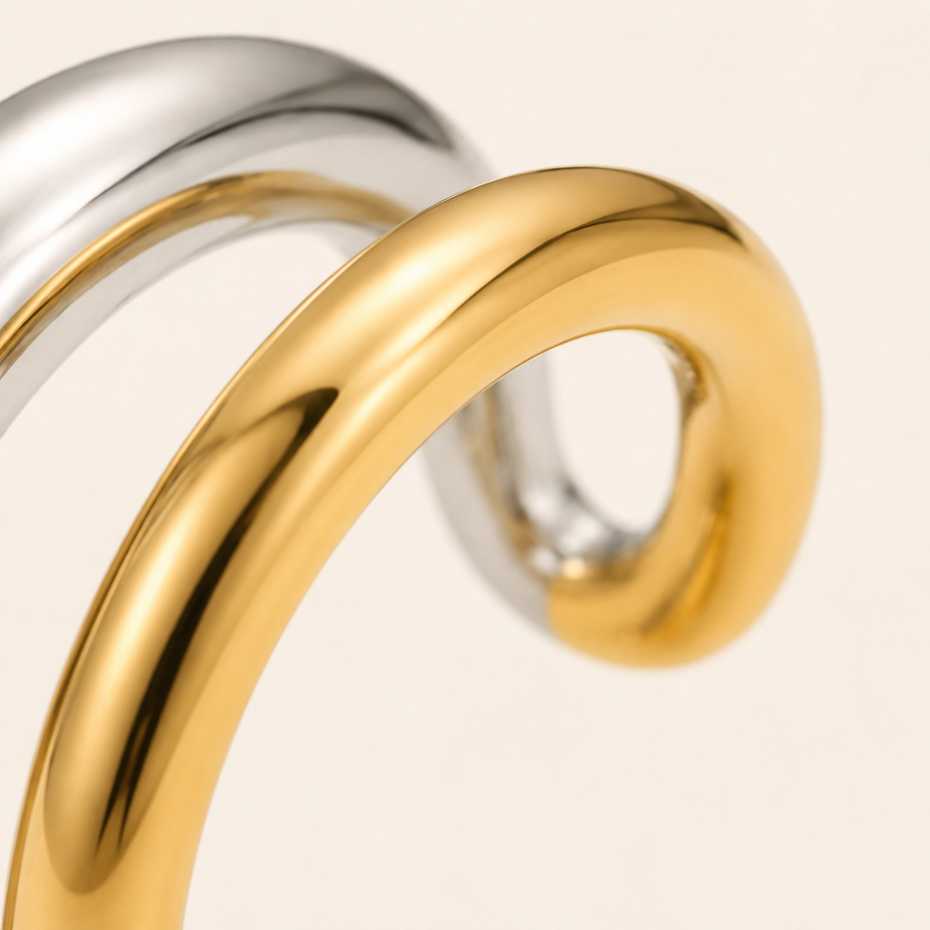 Mixed Metal Double Tube Ear Cuff