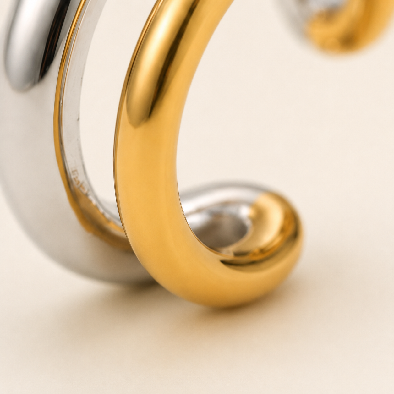 Mixed Metal Double Tube Ear Cuff