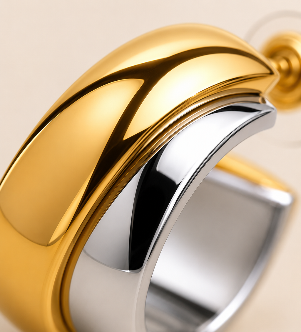 The Two Tone Chunky Hoop Earrings