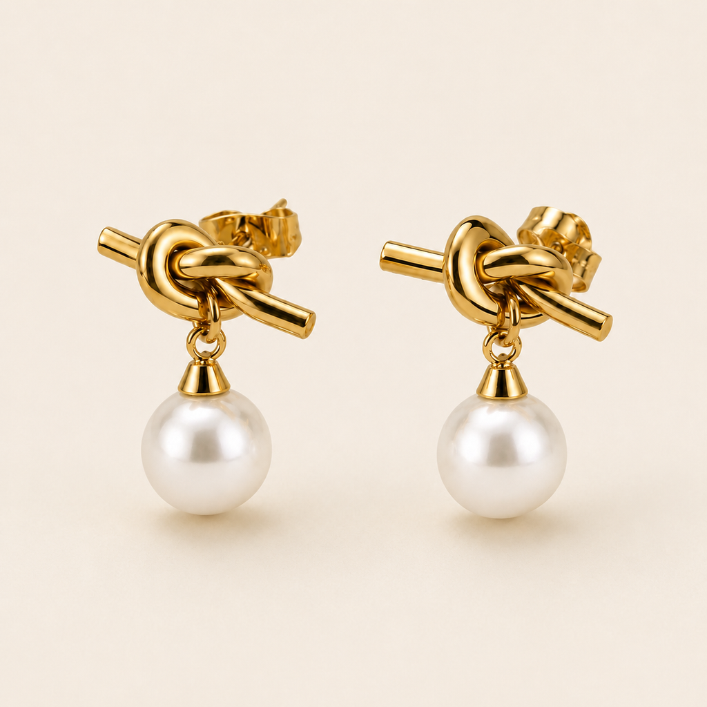 The Pearl Knot Drop Earrings