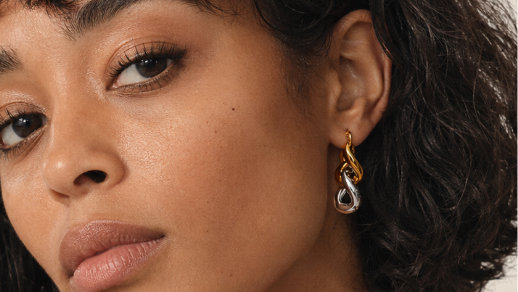Dual-Toned Sculpted Link Drops