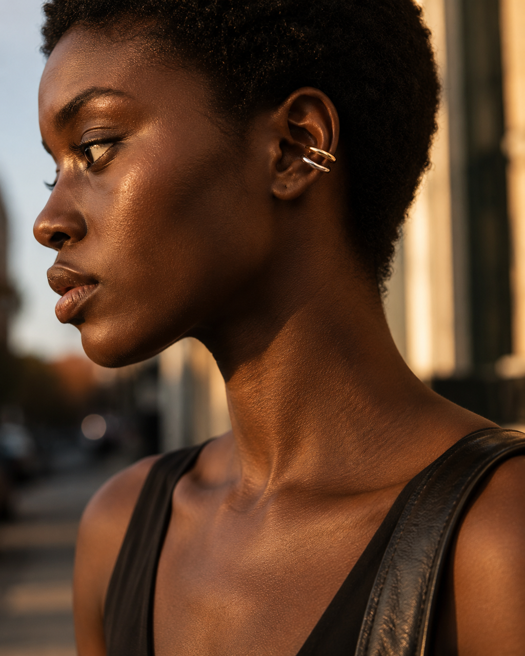 Mixed Metal Double Tube Ear Cuff
