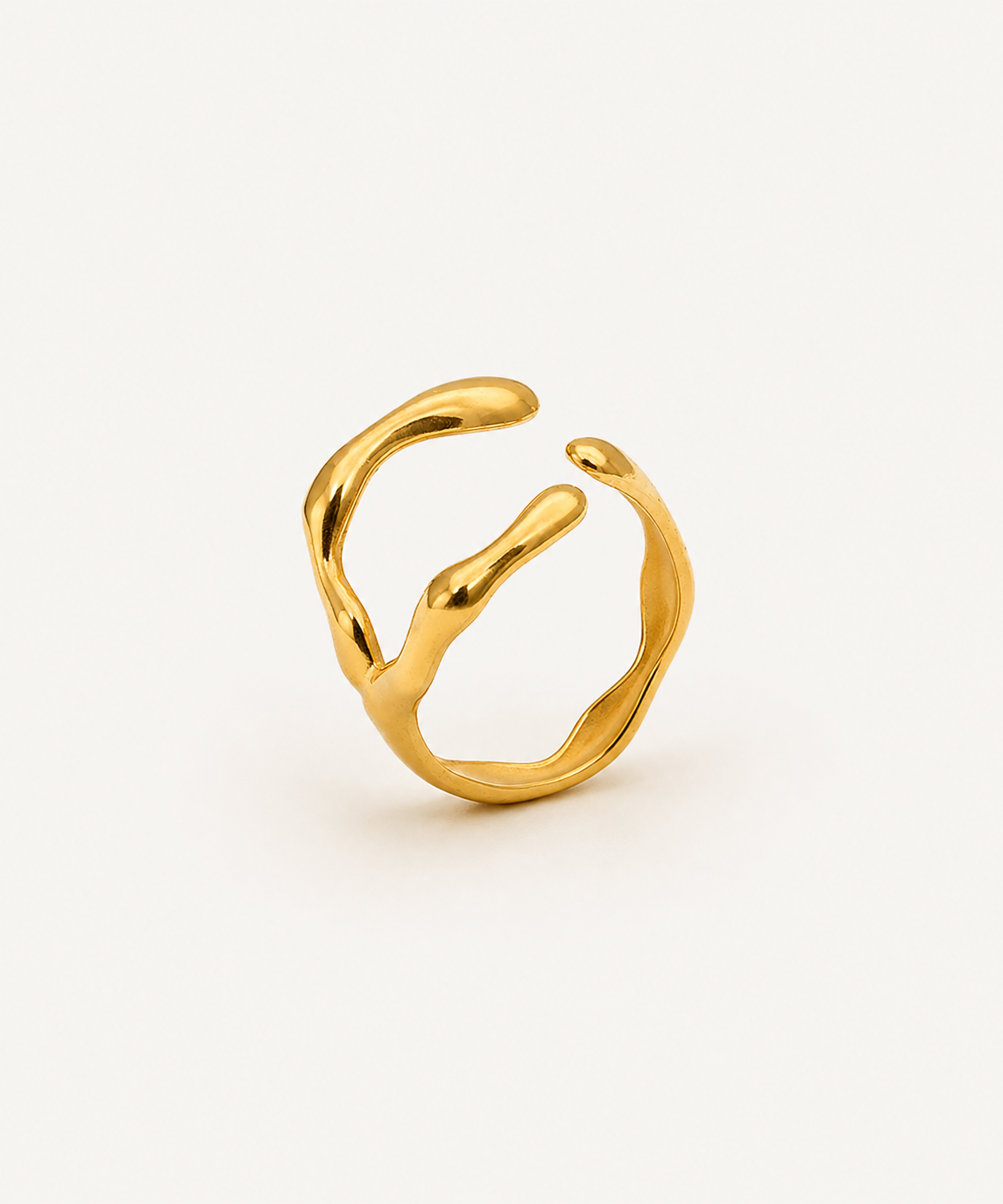 Sculpted Open Band Ring 18K Gold Plated Ring - B E L O R I