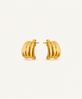 Say Less Gold Plated Ribbed Huggie Hoops - B E L O R I