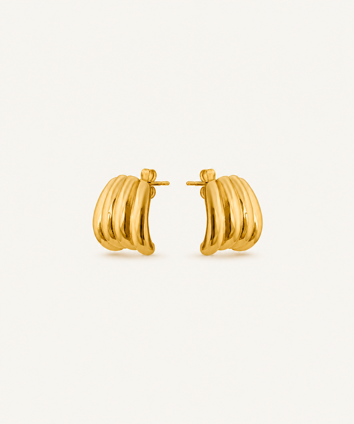 Say Less Gold Plated Ribbed Huggie Hoops - B E L O R I