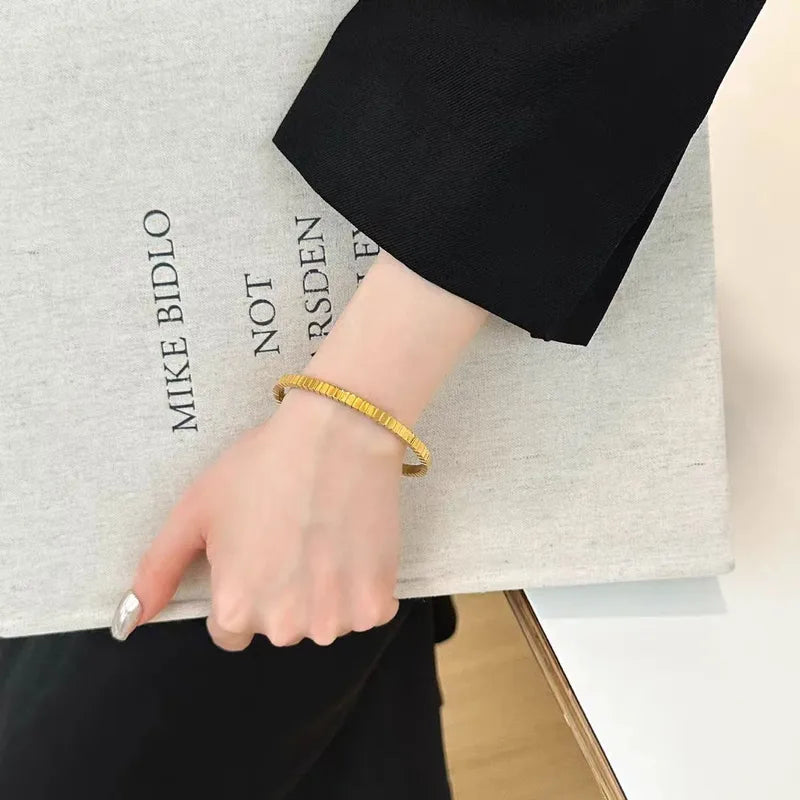 In Line 18K Gold Plated Bangle Bracelet