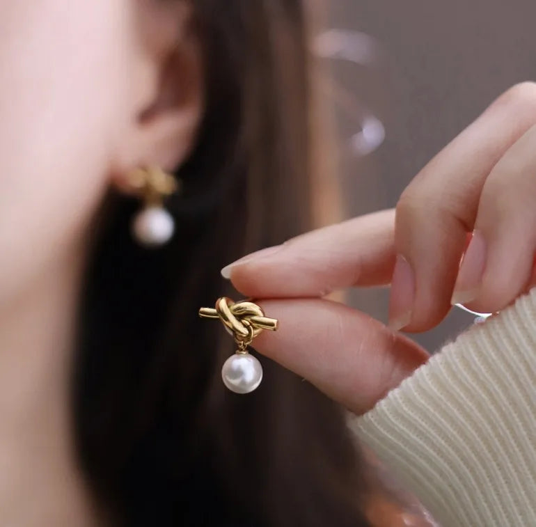 The Pearl Knot Drop Earrings