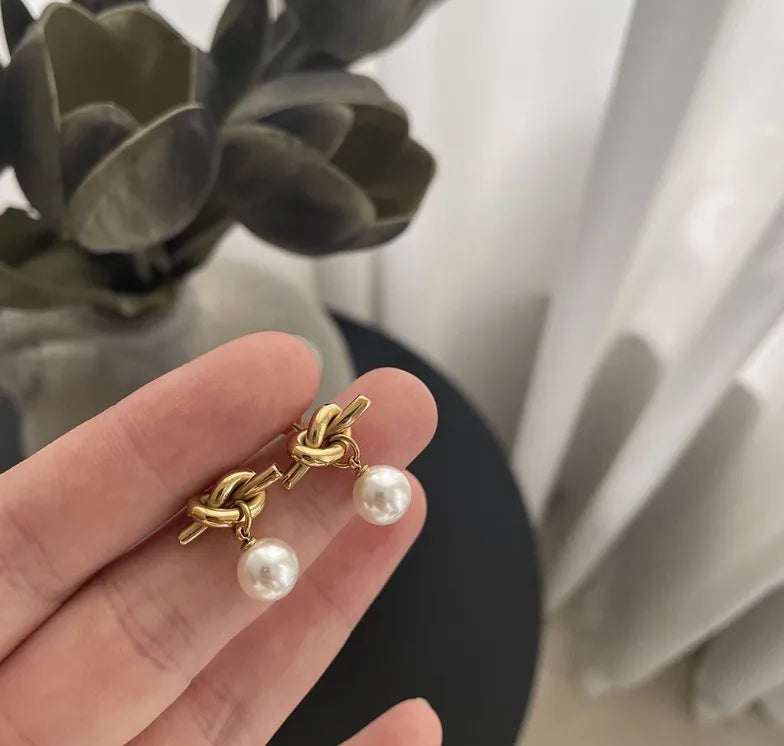 The Pearl Knot Drop Earrings