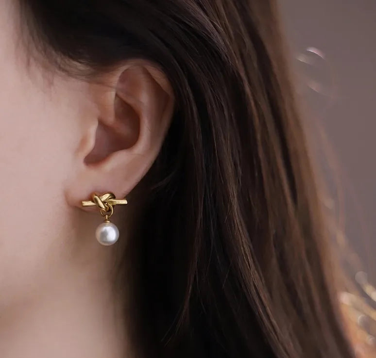 The Pearl Knot Drop Earrings