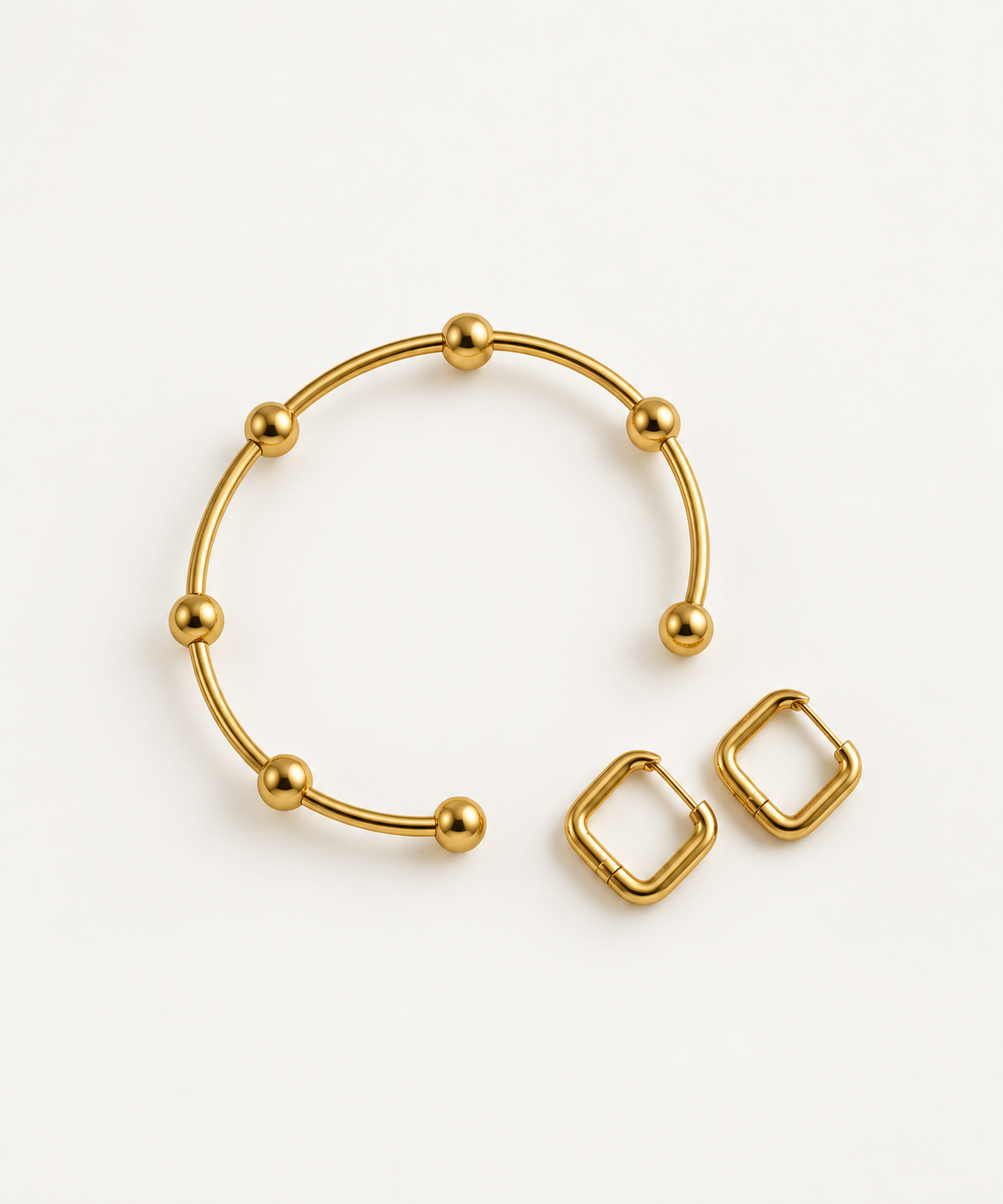 In Between 18K Bracelet with Square hoops