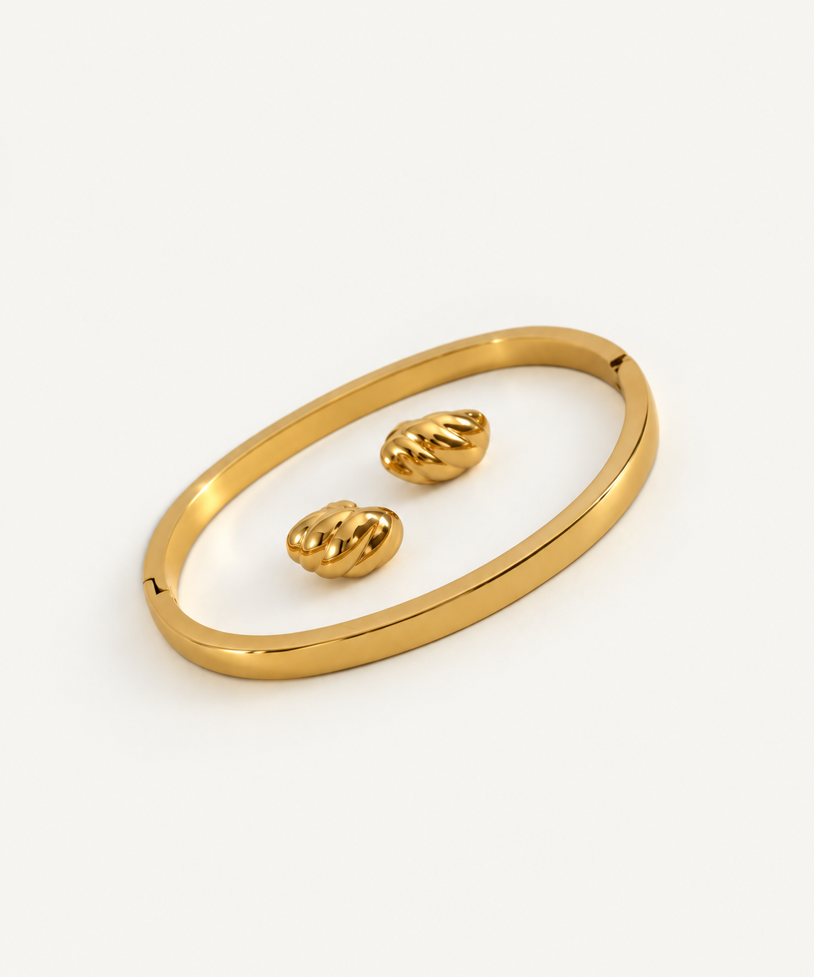 Twisted Huggie Earrings with Go to Bracelet