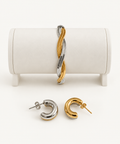 Two tone bracelet and earrings combo