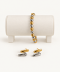 two tone earrings with bracelet