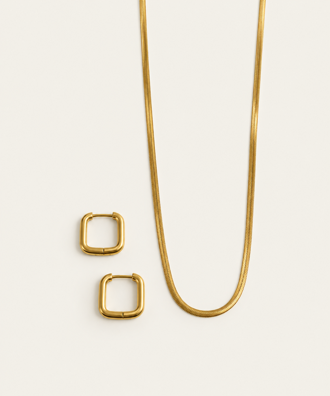 Square hoops with necklace combo