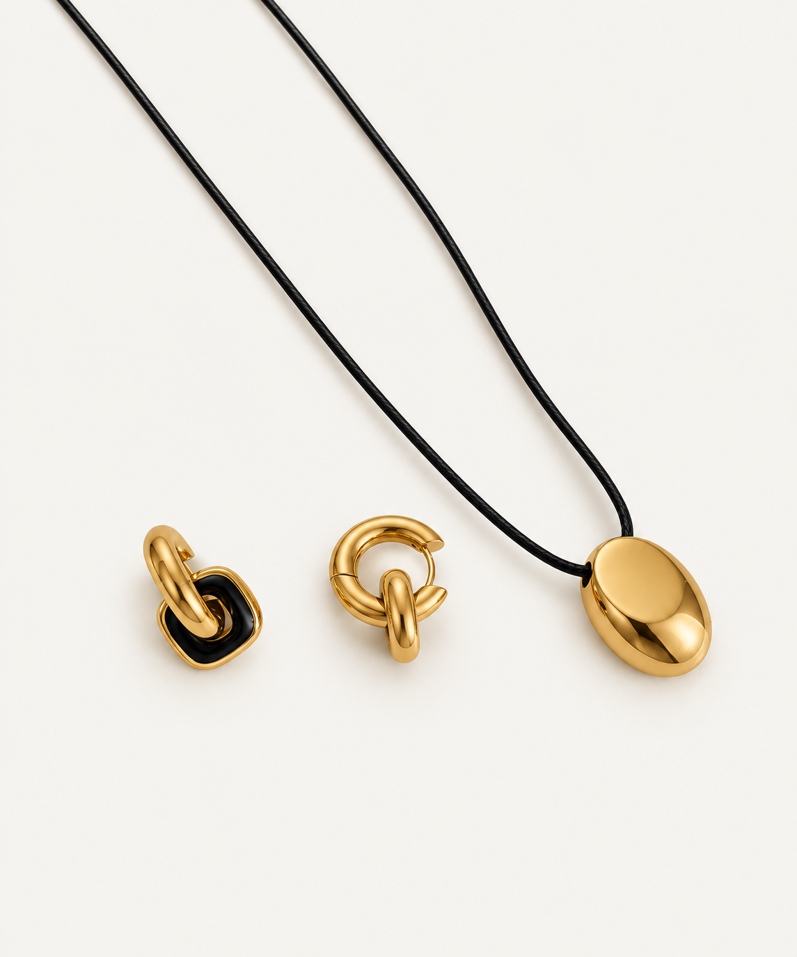 After Dark Earrings with black cord necklace for women