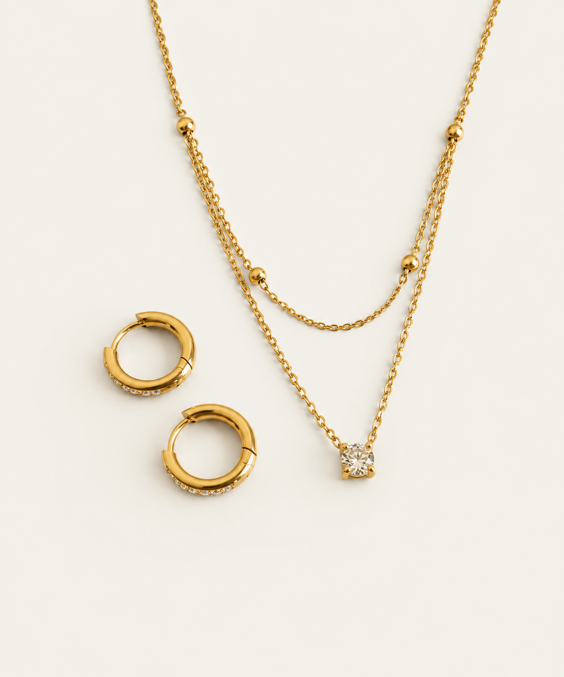 Two of Us 18k necklace with sparkling hoops