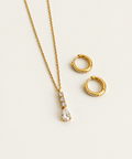 Midnight Glow 18k  Necklace with hoops