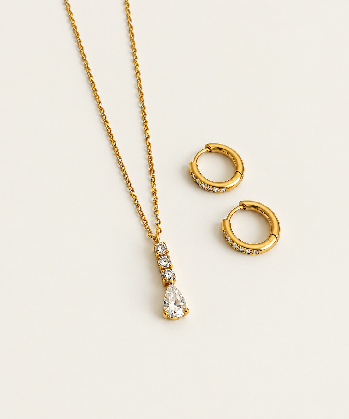 Midnight Glow 18k  Necklace with hoops