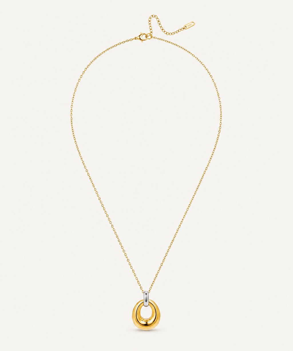 Mixed Metal Molten Halo Necklace