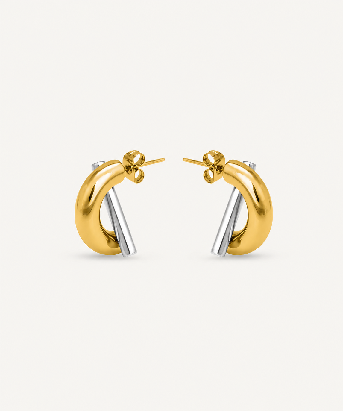 The Two Tone Cross Earrings
