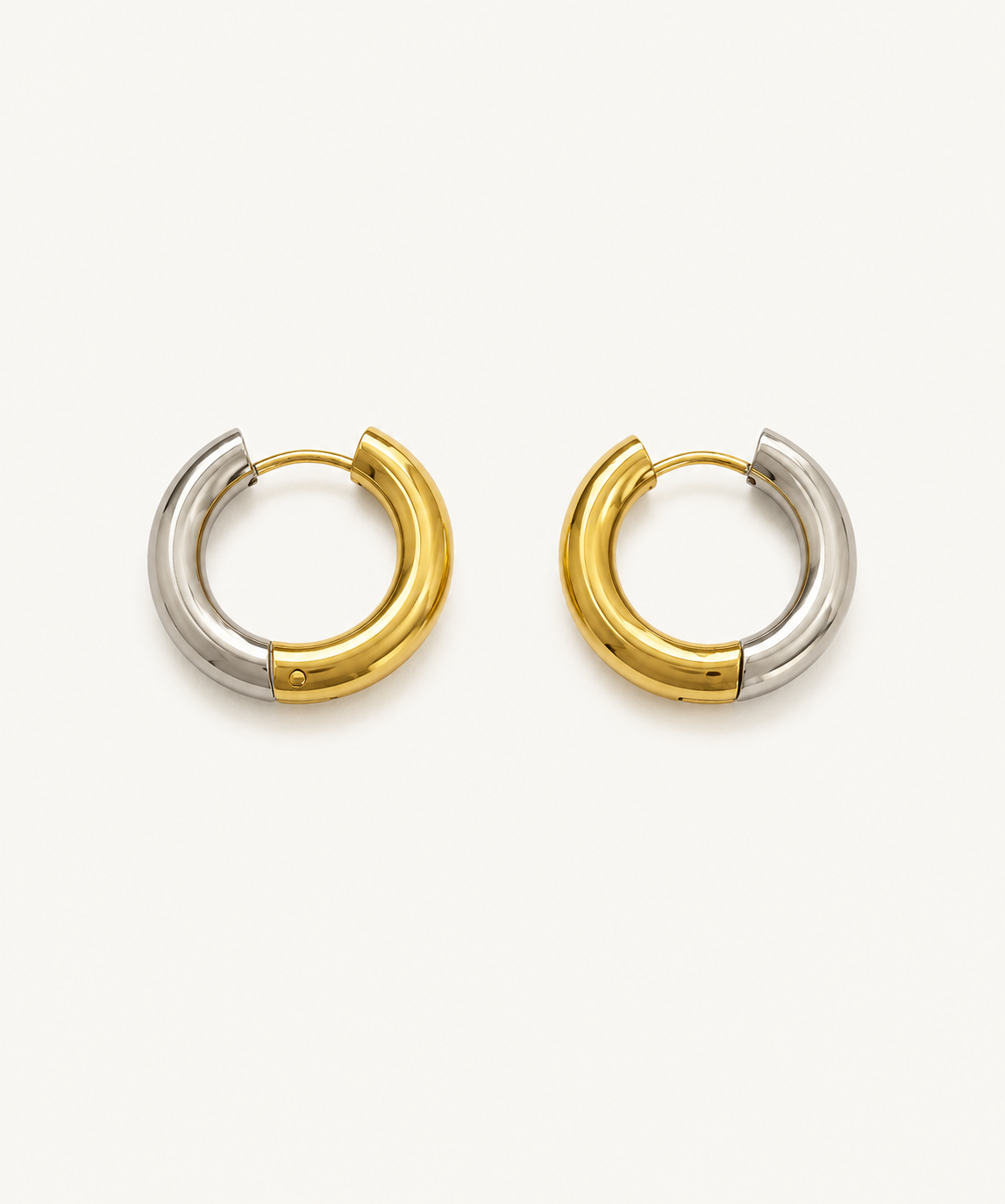 Always On two tone Huggie Hoops - B E L O R I - Two Tone