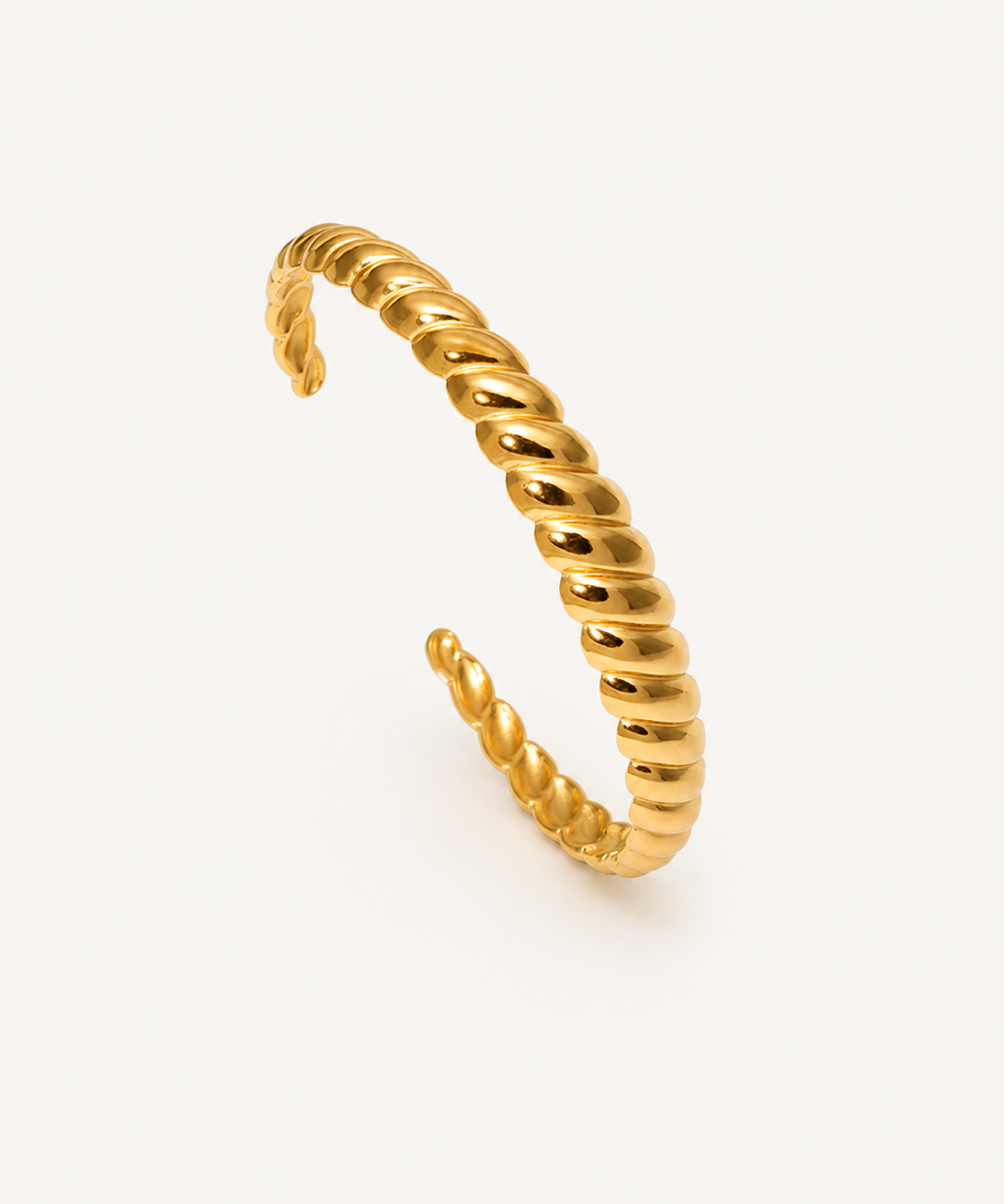 18K gold-plated stainless steel twisted open cuff bracelet