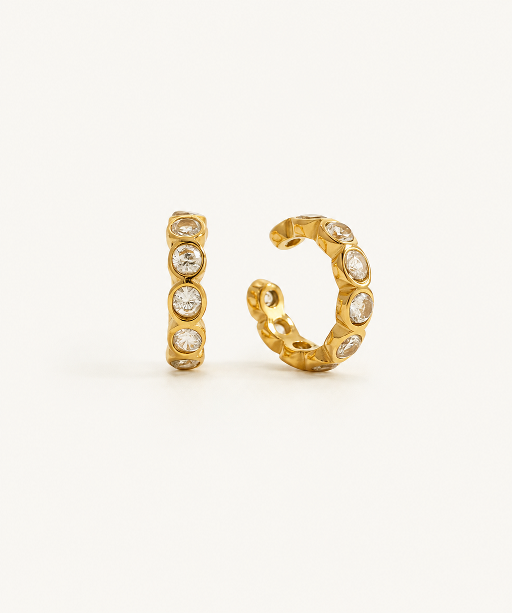 18k Gold Bezel Stone Ear Cuff