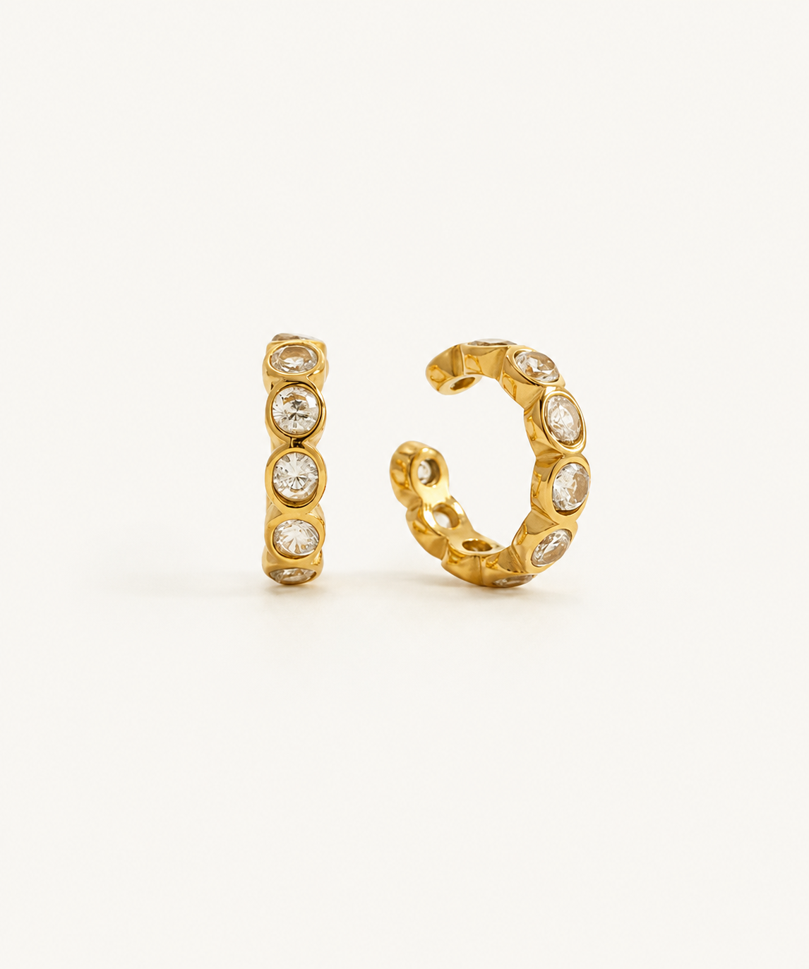 18k Gold Bezel Stone Ear Cuff