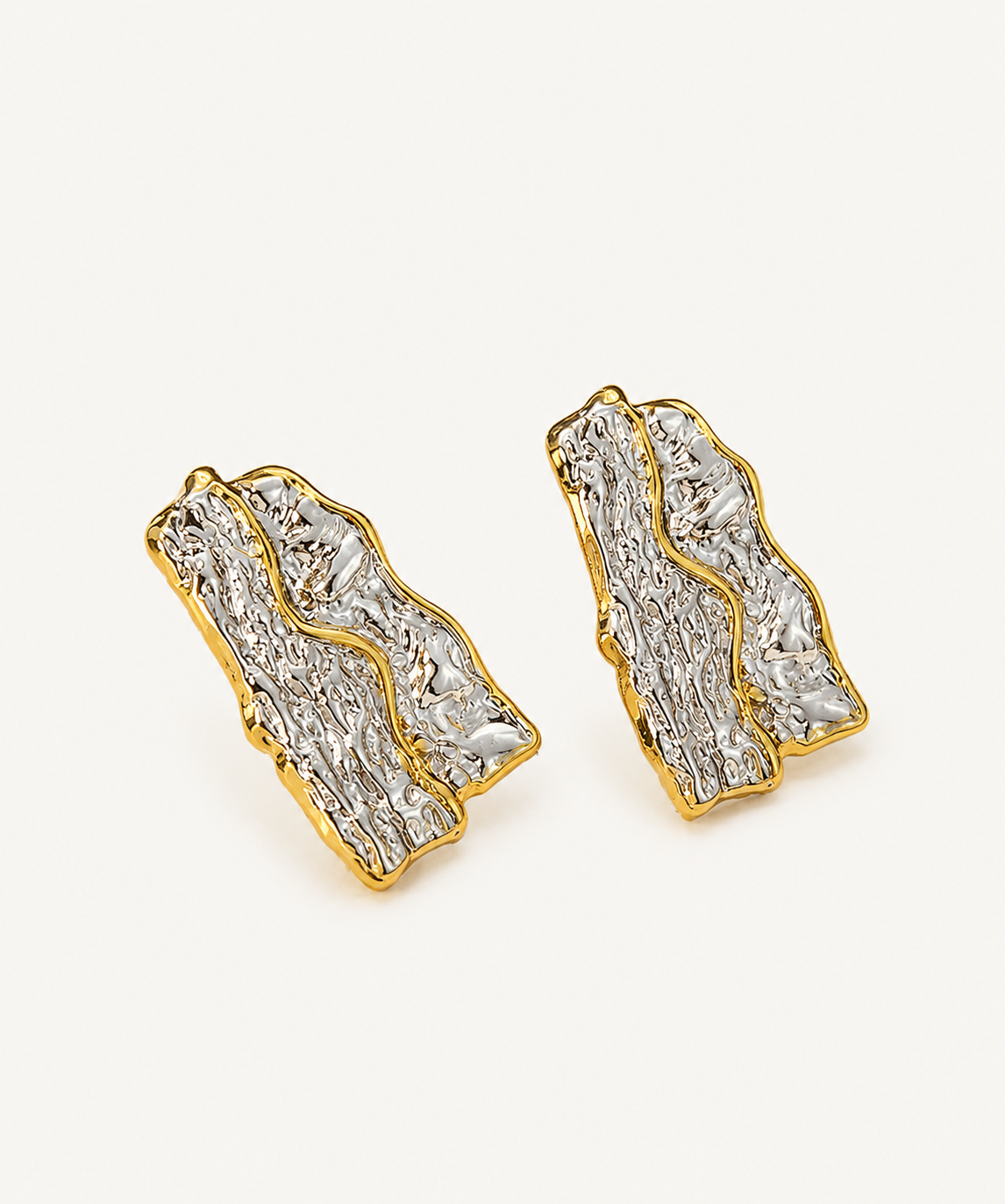 Offset Two-Tone Statement Earrings