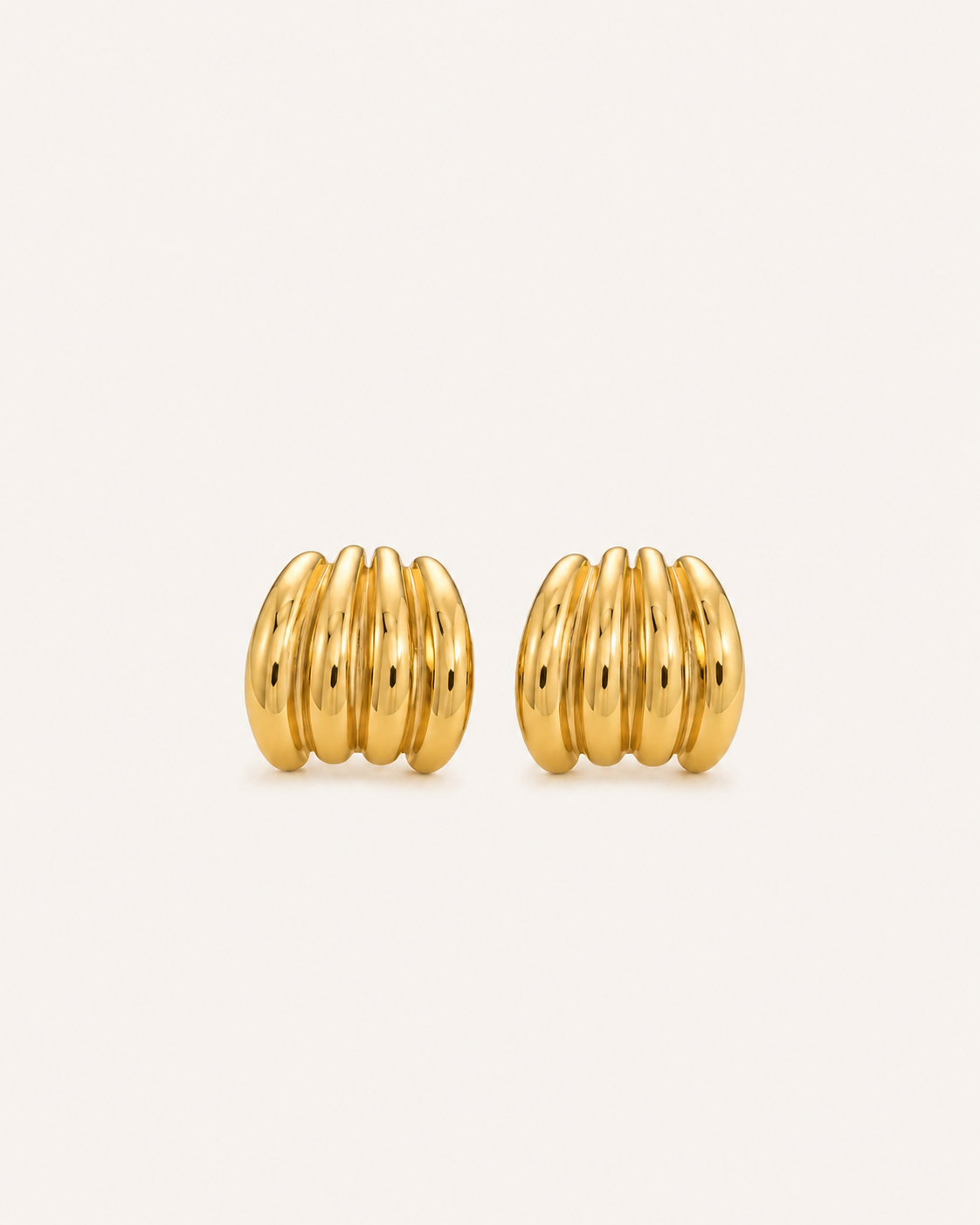 Say Less Gold Plated Ribbed Huggie Hoops