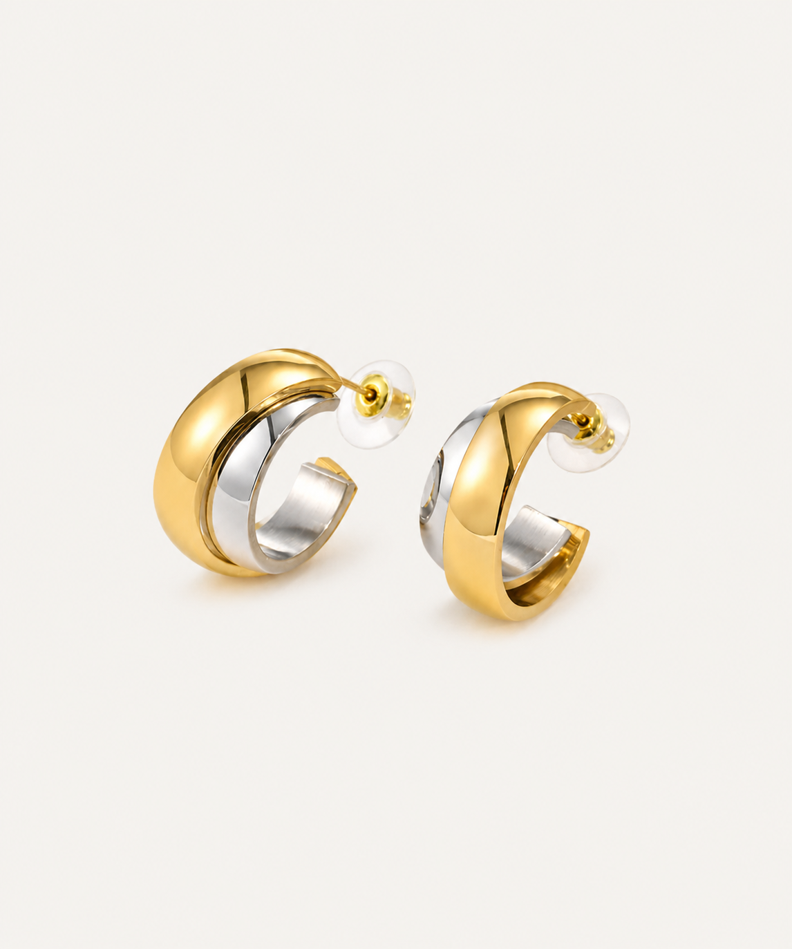 The Two Tone Chunky Hoop Earrings