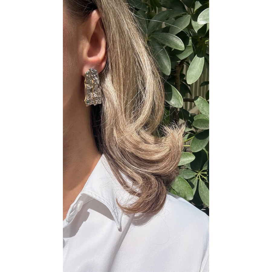 Offset Two-Tone Statement Earrings