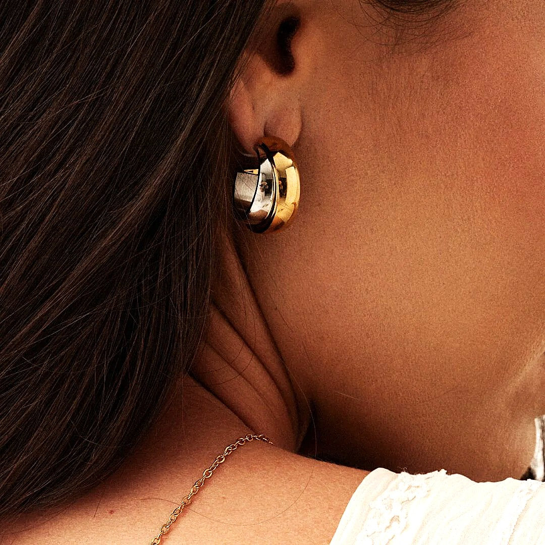 The Two Tone Chunky Hoop Earrings
