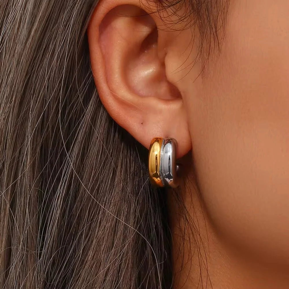 Two tone bracelet and earrings combo