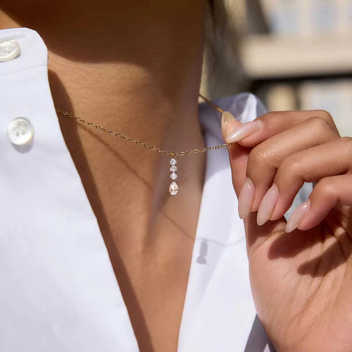 Midnight Glow 18k  Necklace with hoops