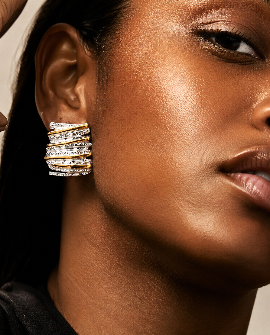 Steady Two tone Statement Earrings
