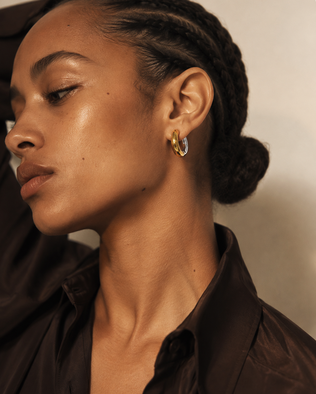Always On two tone Huggie Hoops