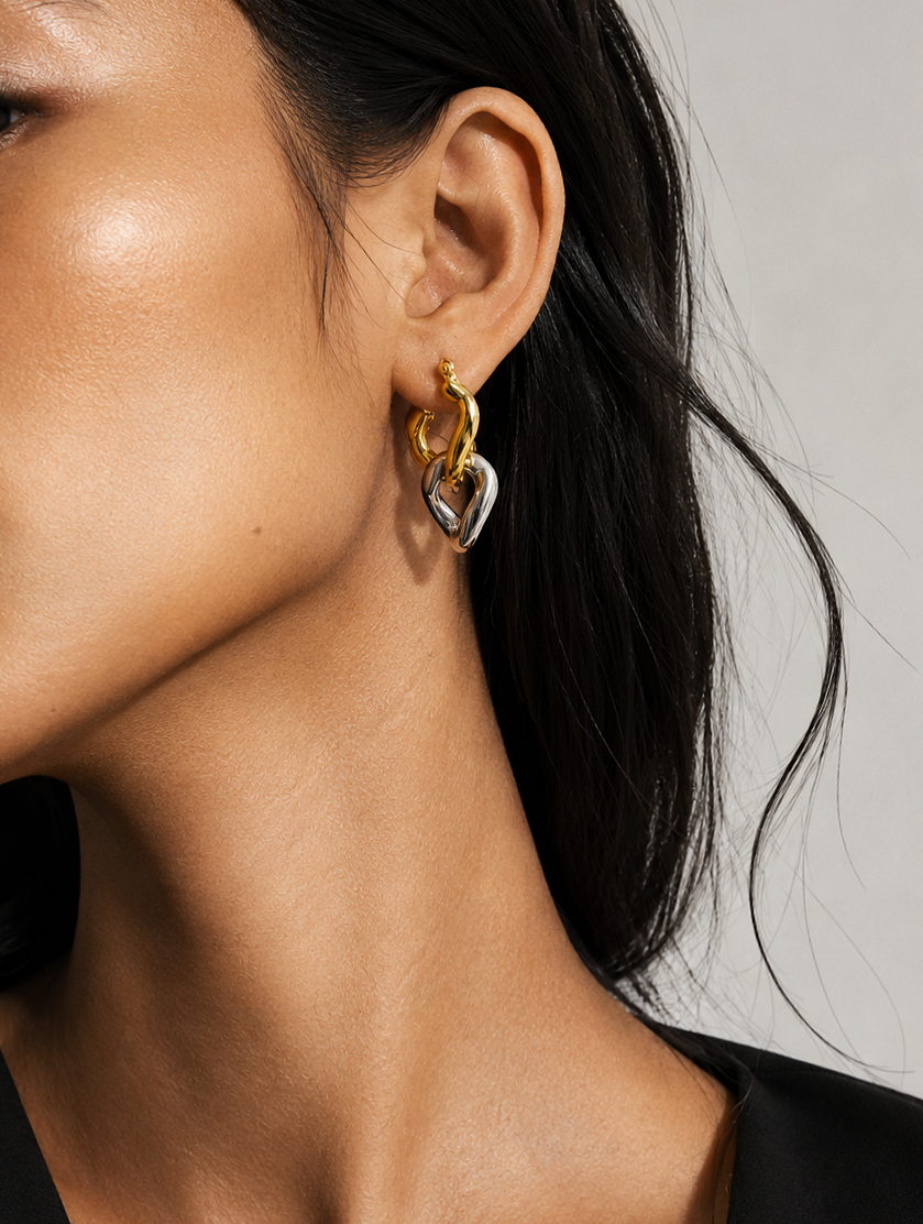 Dual-Toned Sculpted Link Drops