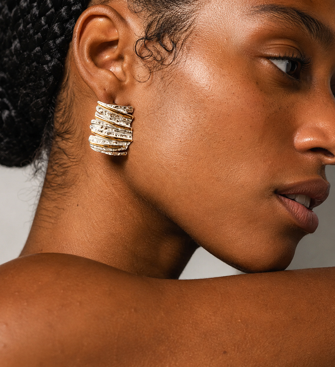 Steady Two tone Statement Earrings